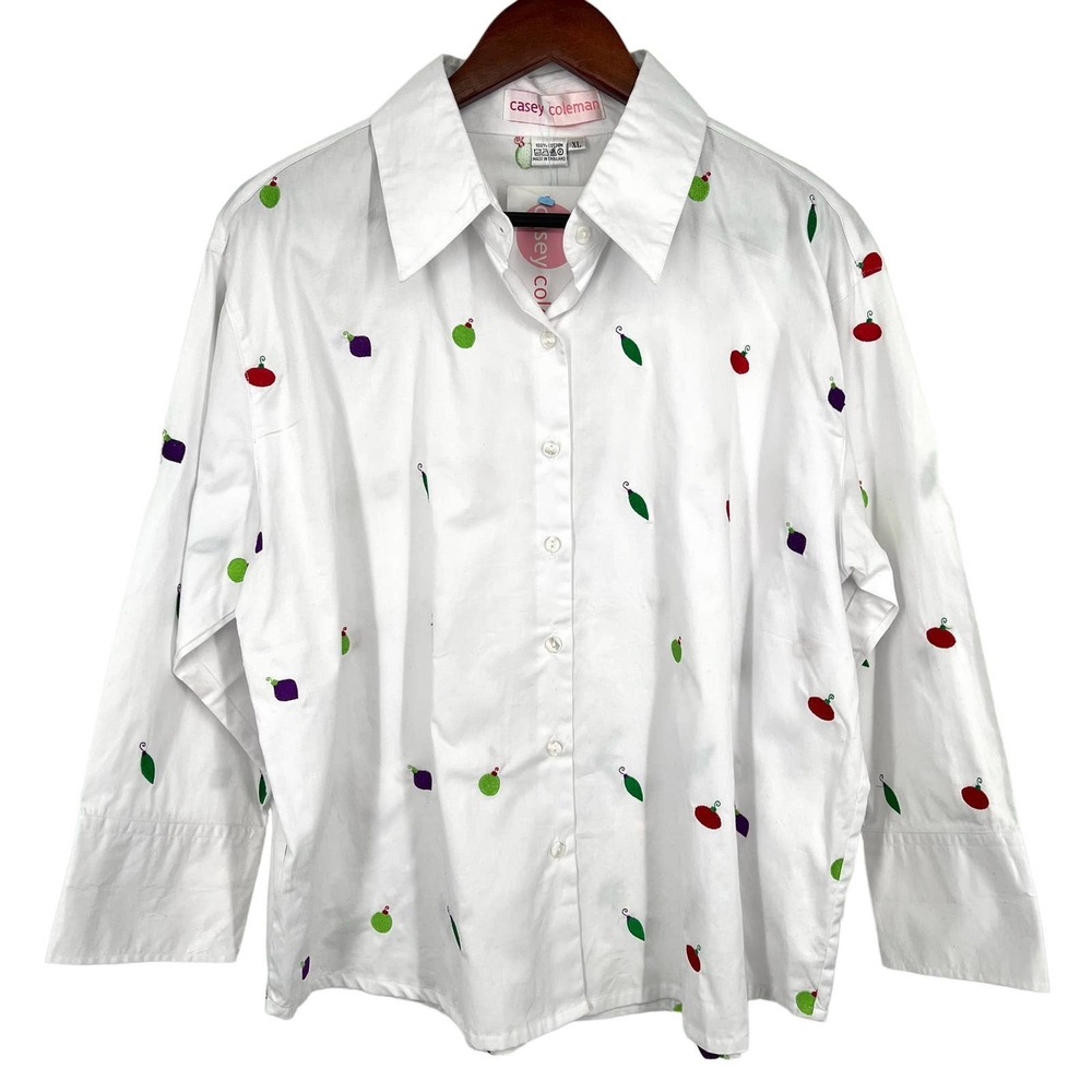 NEW Casey Coleman Christmas Lights Womens Size XL Blouse Shirt Top Holidays Fun